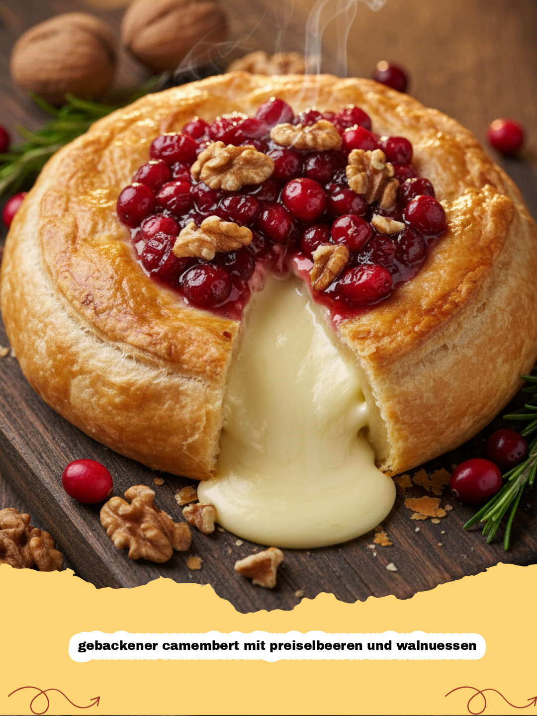 Der Winterliche Traum: Gebackener Camembert mit Preiselbeeren und Walnüssen – Ein Fest für die Sinne