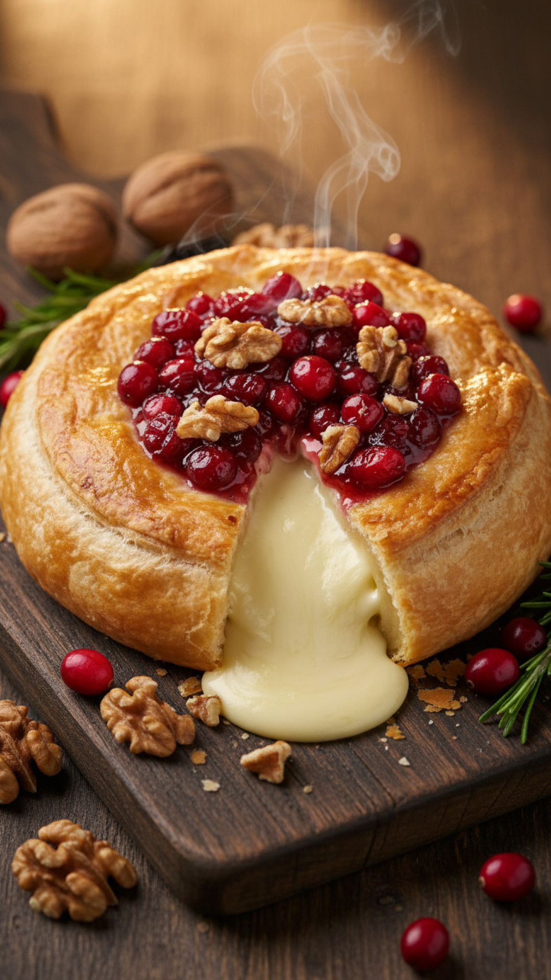 Gebackener Camembert mit Preiselbeeren und Walnüssen Preparation