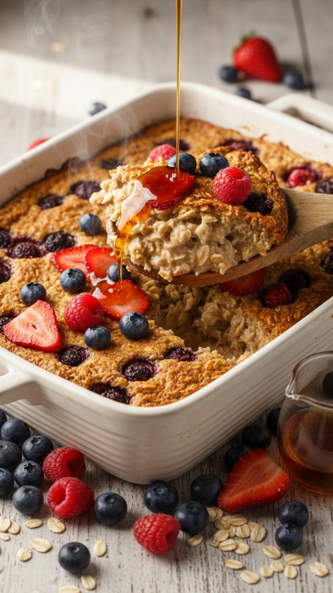 Gebackener Haferflockenauflauf mit frischen Beeren Preparation
