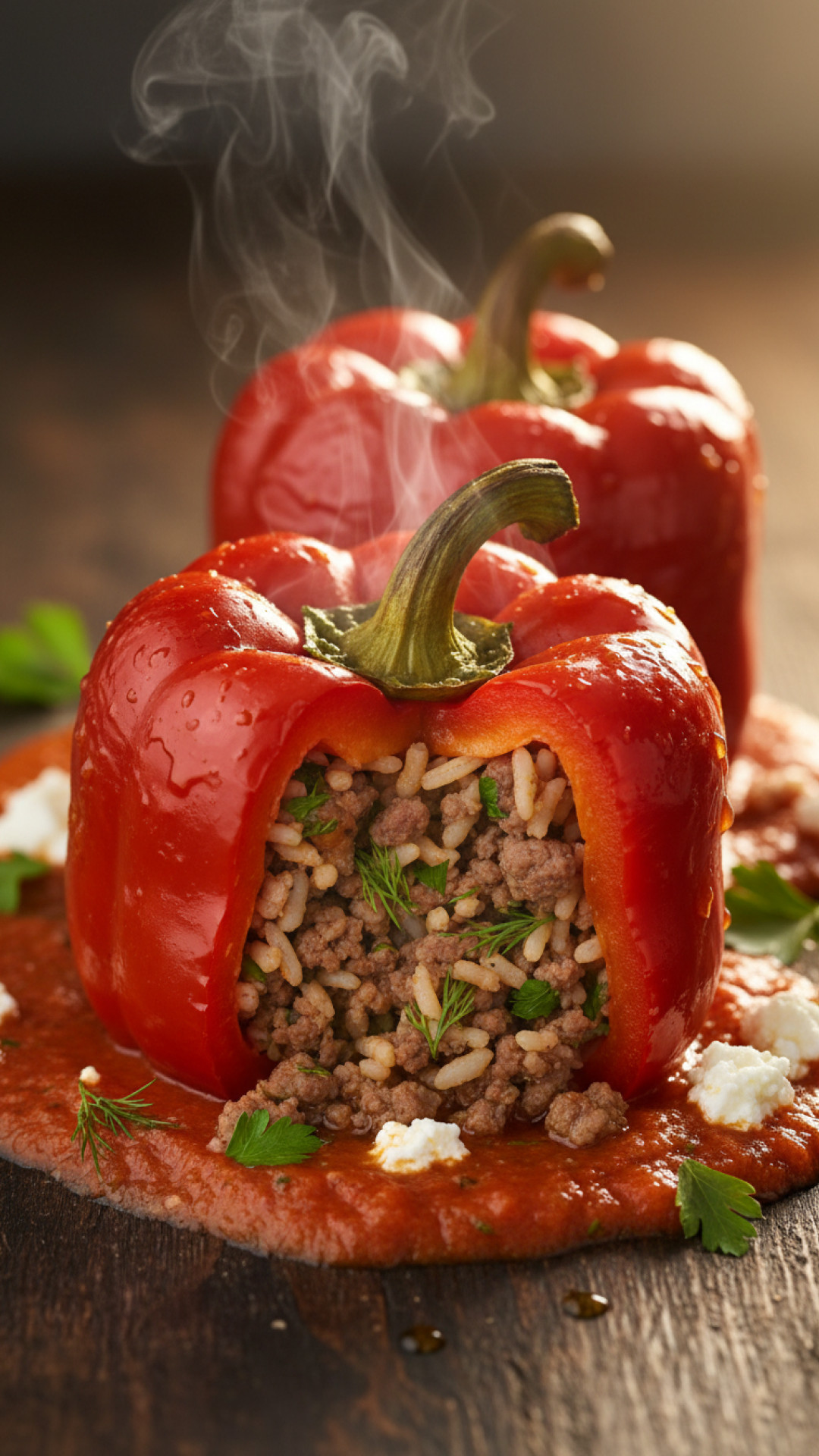 Gefüllte Paprika mit Hackfleisch, Reis & Dattelsirup-Glasur Preparation