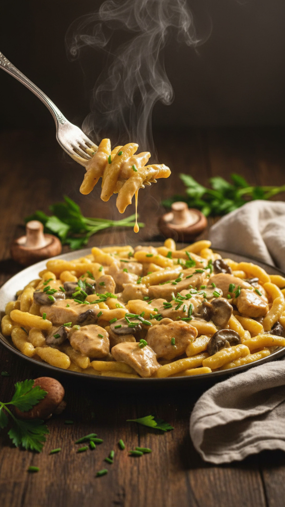 Hähnchengeschnetzeltes in Rahmsauce mit Spätzle Preparation