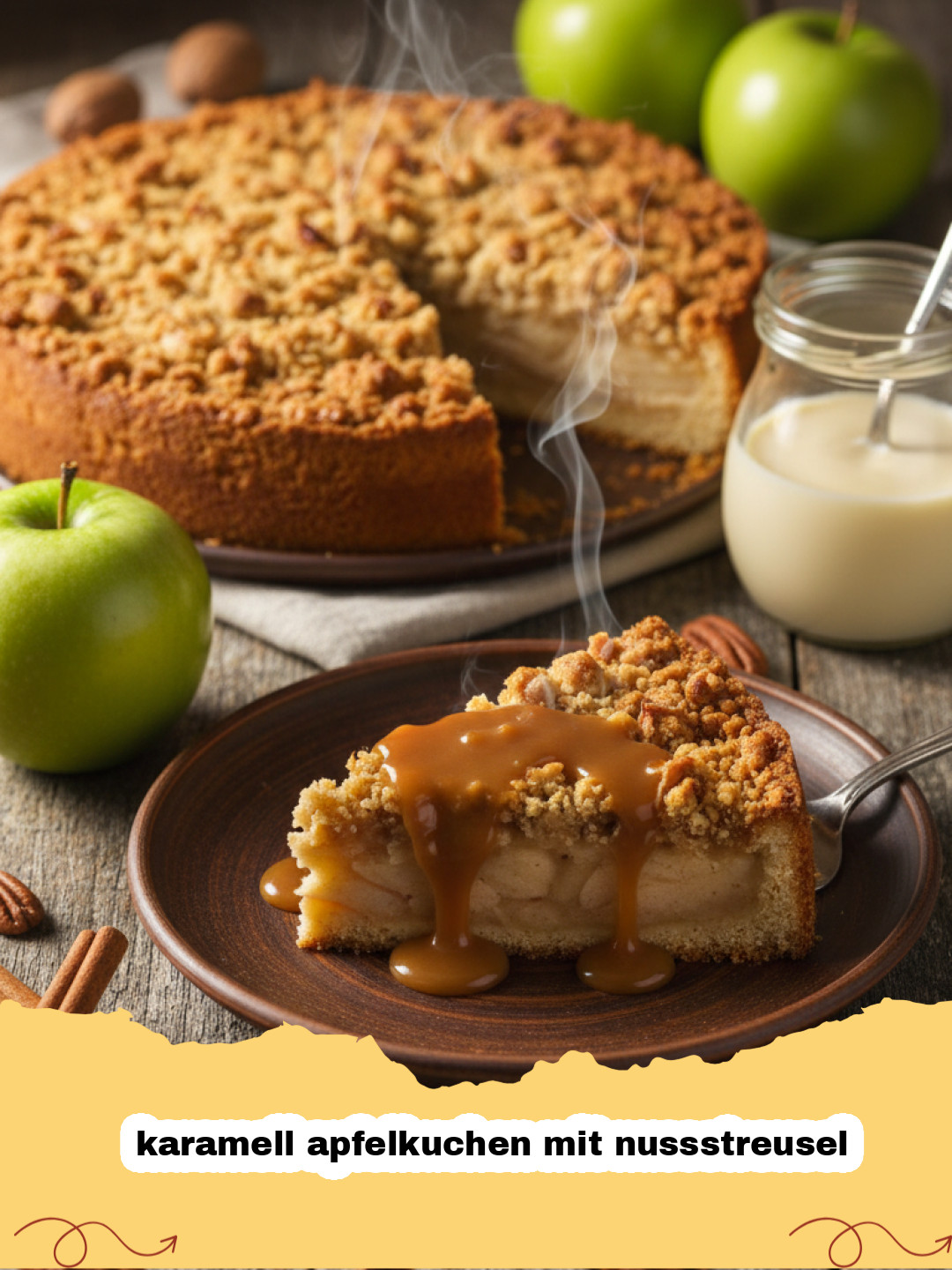 Der Unwiderstehliche Karamell Apfelkuchen mit Nussstreusel: Ein Stück Himmel auf Erden