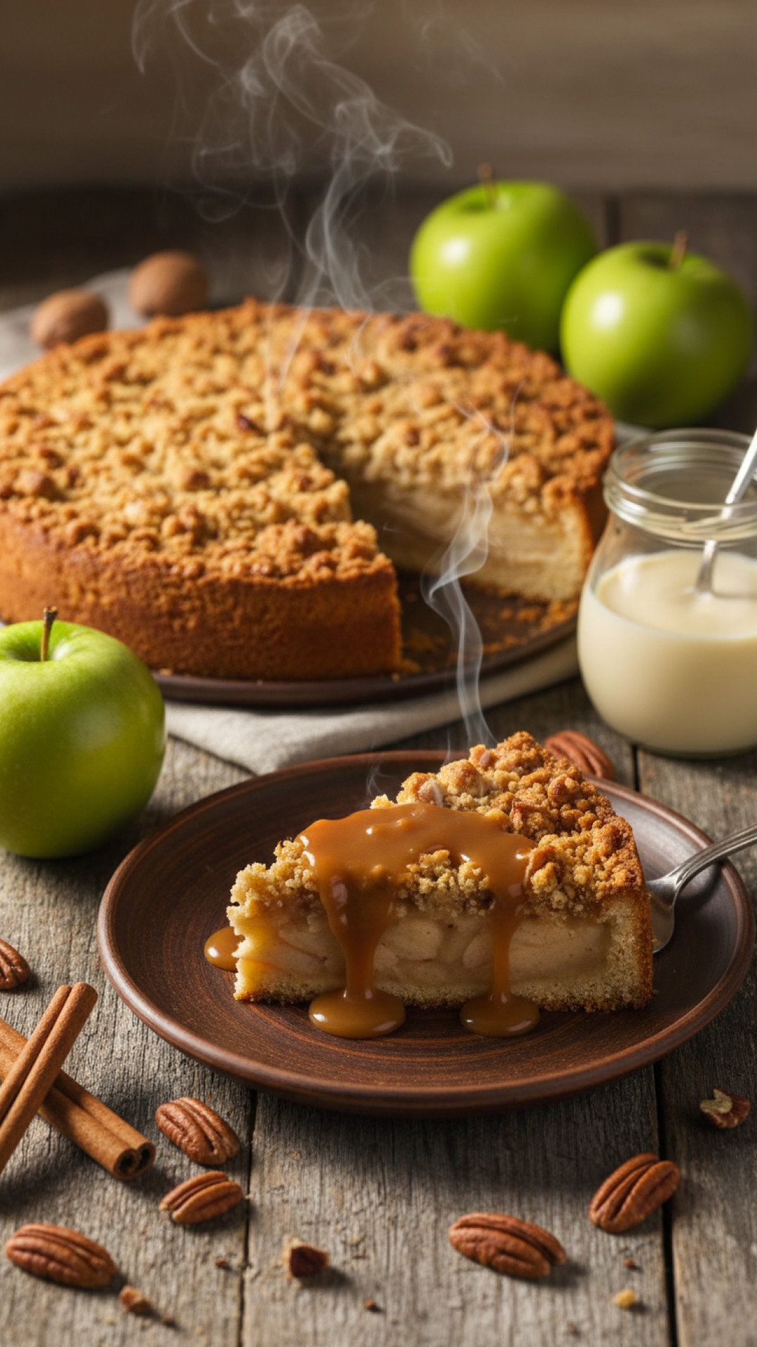 Karamell Apfelkuchen mit Nussstreusel Preparation
