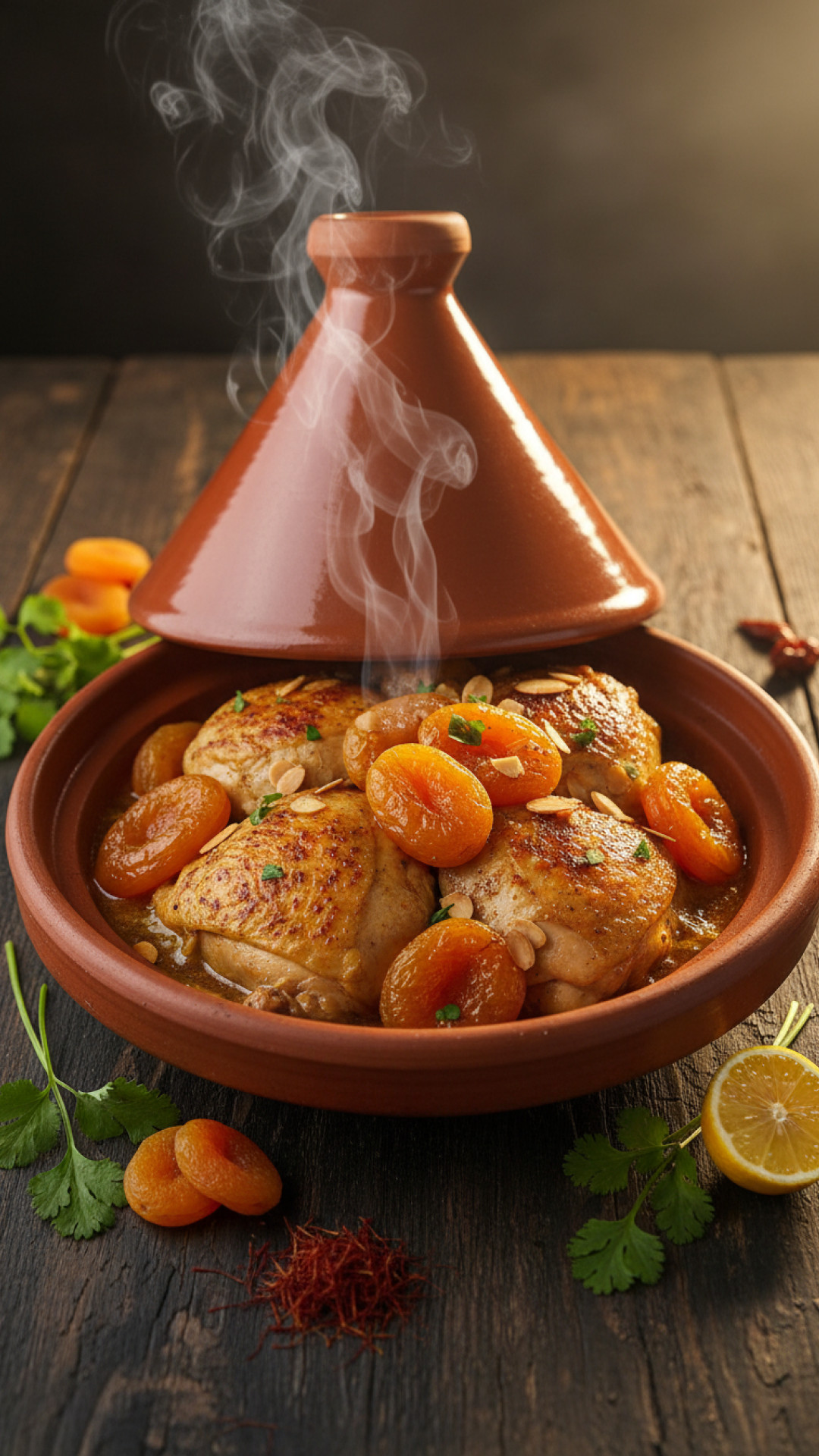 Marokkanische Hähnchen-Tajine mit Aprikosen & Mandeln Preparation
