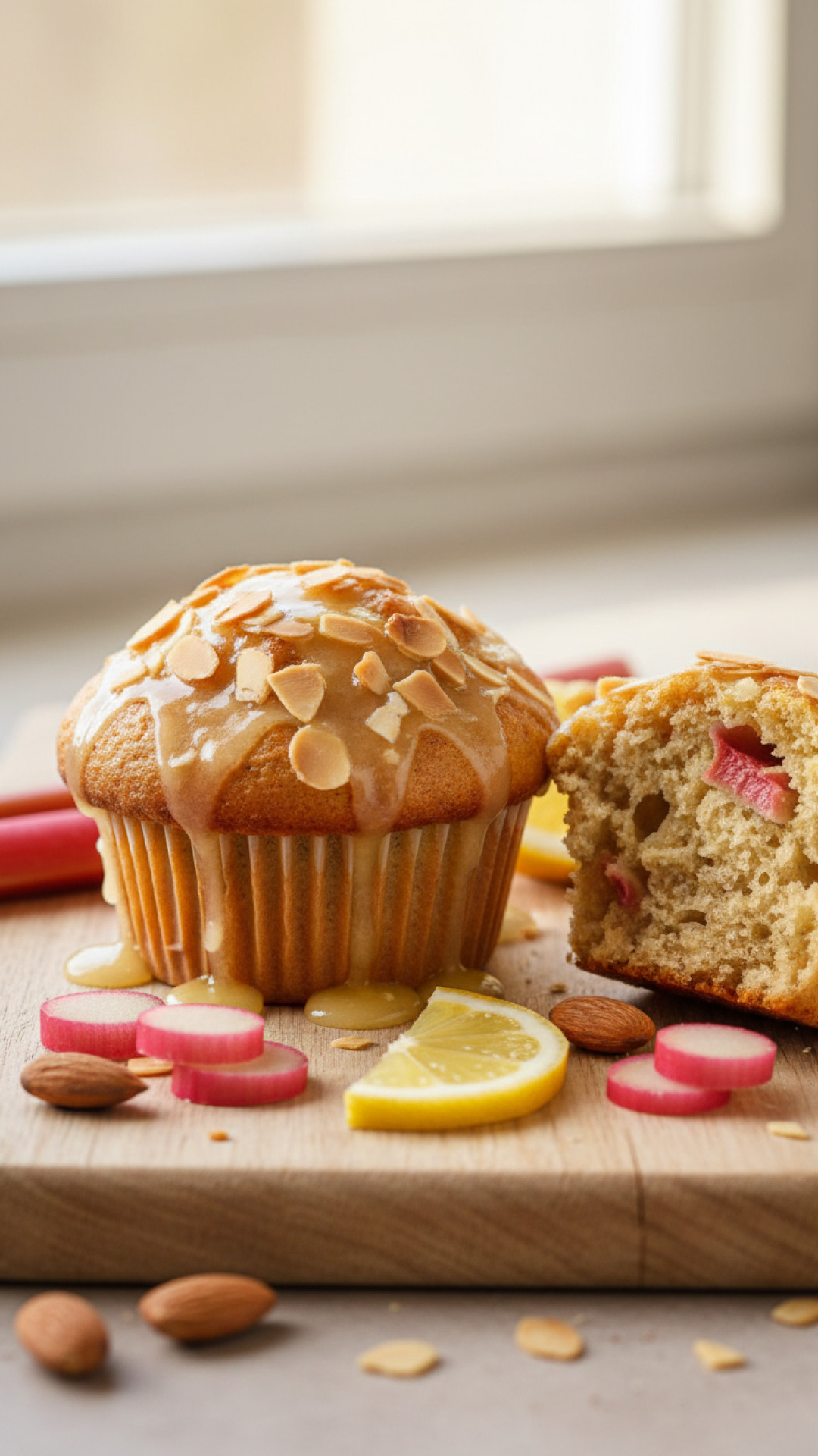 Rhabarber Mandel Muffins mit Zitronenguss Preparation