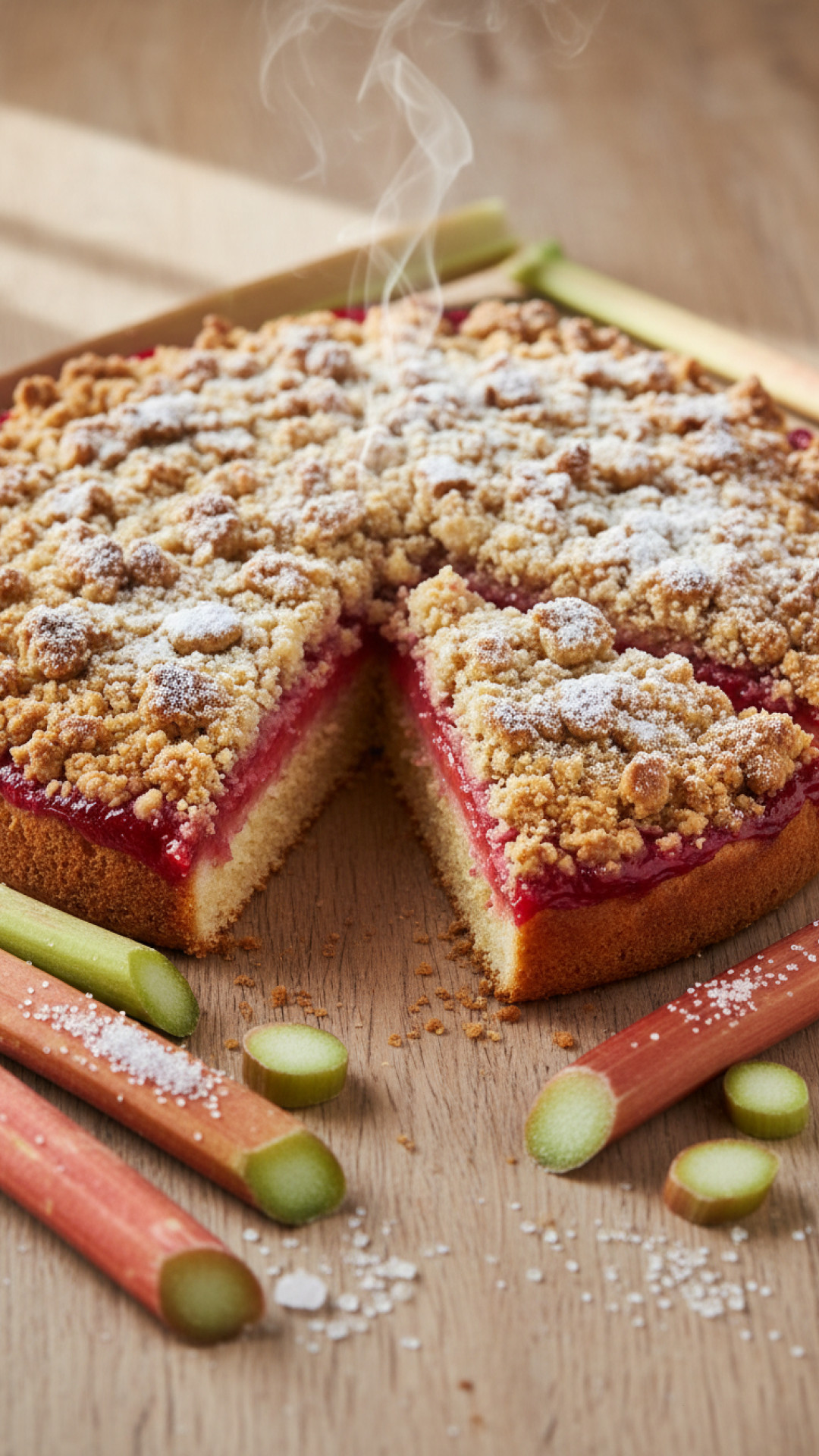 Saftiger Rhabarberkuchen mit Streuseln Preparation