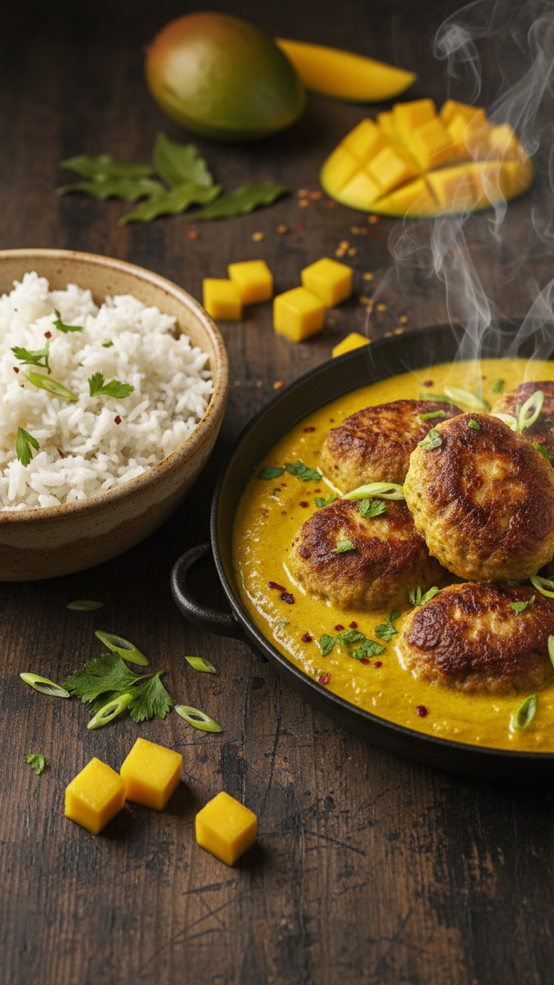 Türkische Putenköfte in einer würzigen Currysauce Preparation