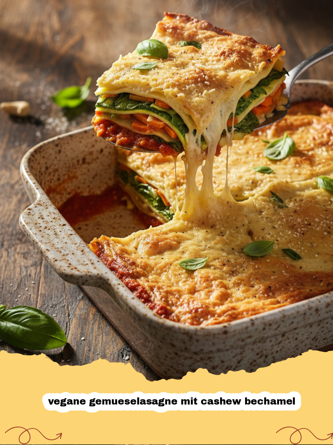 vegane gemueselasagne mit cashew bechamel - Eine herzhaft gebackene vegane Gemüselasagne mit Cashew-Béchamel, reichhaltig und goldbraun
