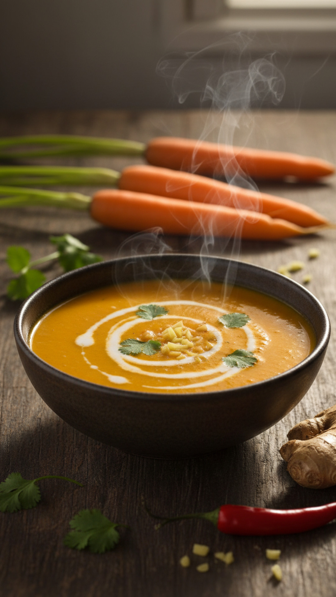 Würzige Karotten-Ingwer-Suppe mit Kokosmilch Preparation