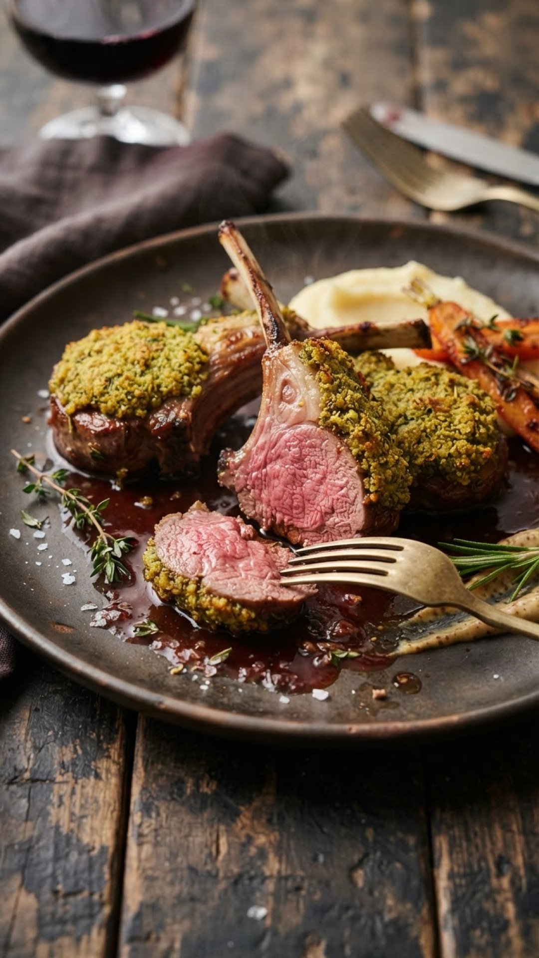 Lammkoteletts mit frischer Kräuterkruste Preparation