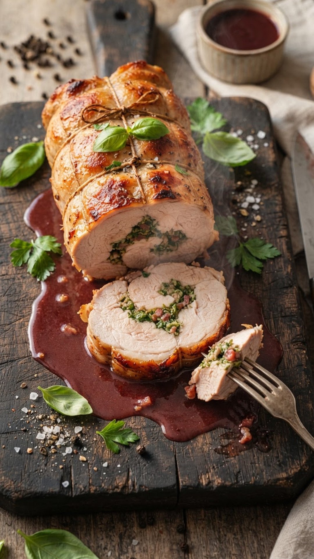 Saftiger Putenrollbraten mit Kräuterfüllung Preparation