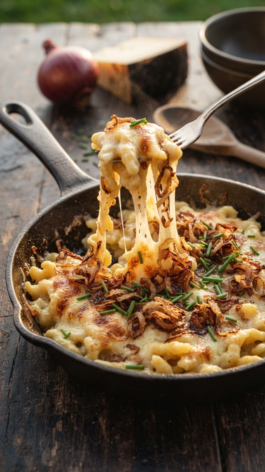 Allgäuer Käsespätzle mit Röstzwiebeln Preparation