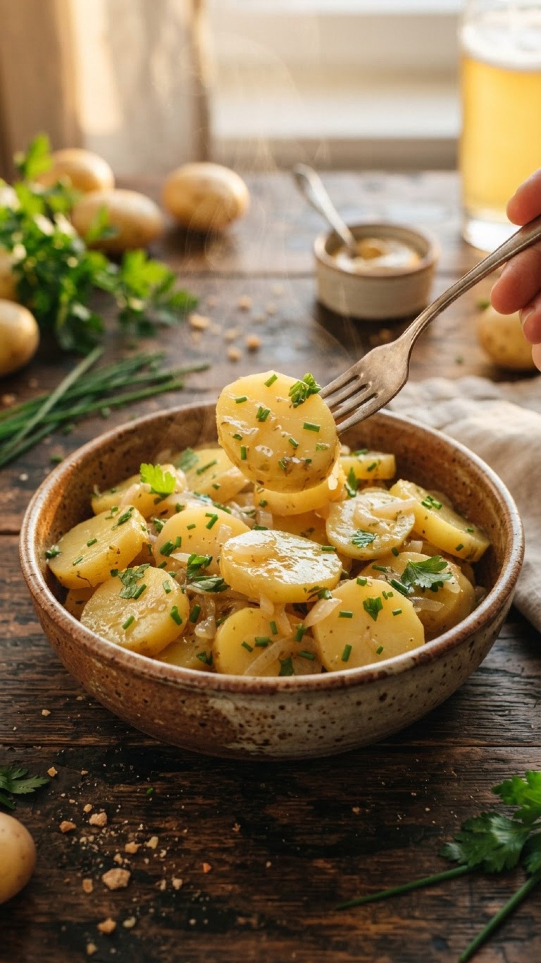 Bayerischer Kartoffelsalat ohne Mayonnaise Preparation
