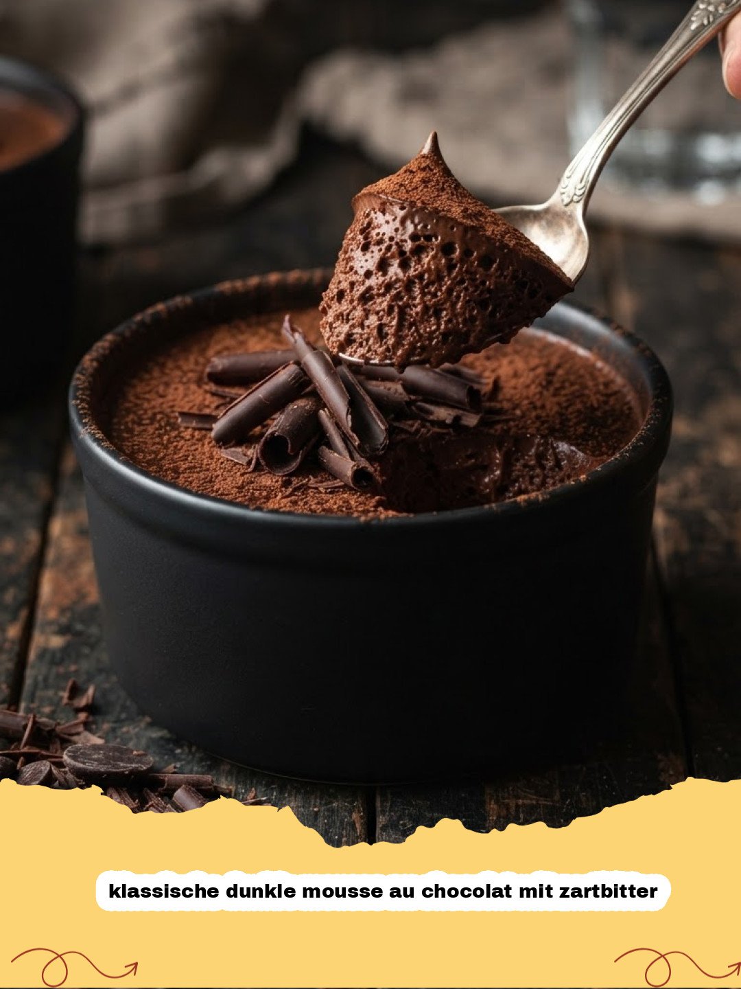 klassische dunkle mousse au chocolat mit zartbitter - Klassische dunkle Mousse au Chocolat mit Zartbitter in Gläsern, garniert mit frischen Himbeeren und Minze.