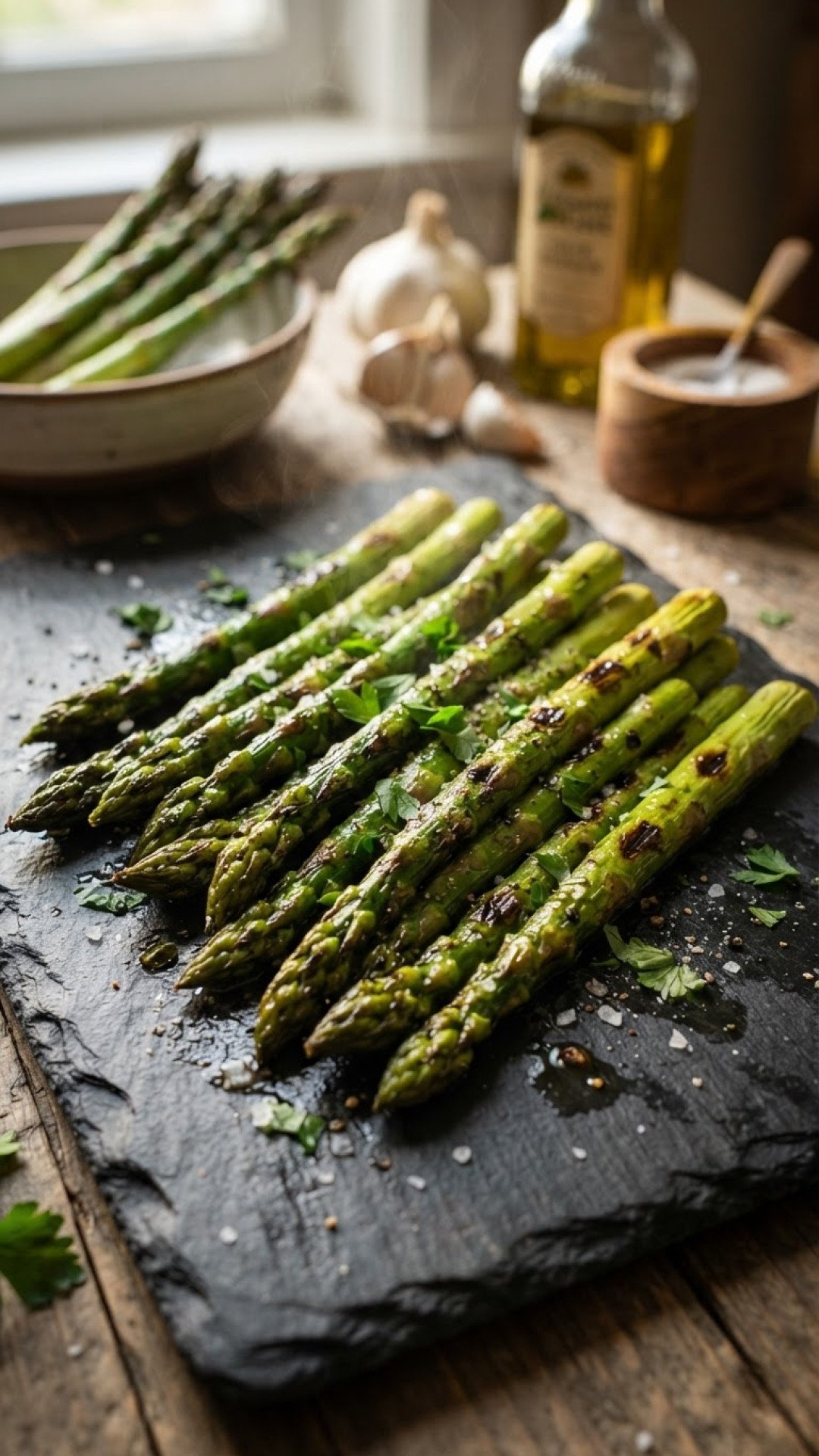 Frühlingsfrischer Grüner Spargel mit Prosciutto und Zitrone Preparation