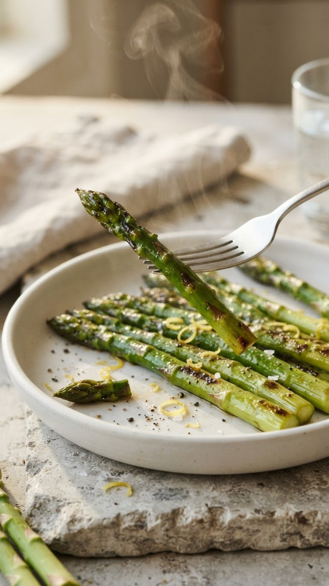 Gebratener Grüner Spargel mit Knoblauch und Zitrone Preparation