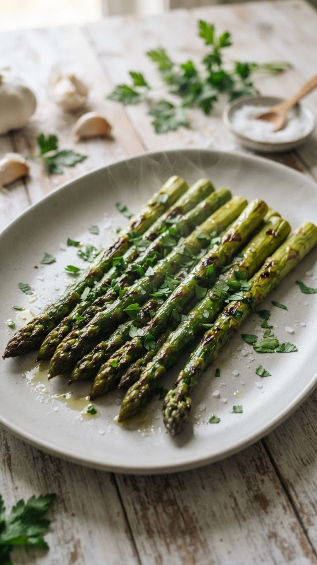 Gebratener Grüner Spargel mit Zitrone und Knoblauch Preparation