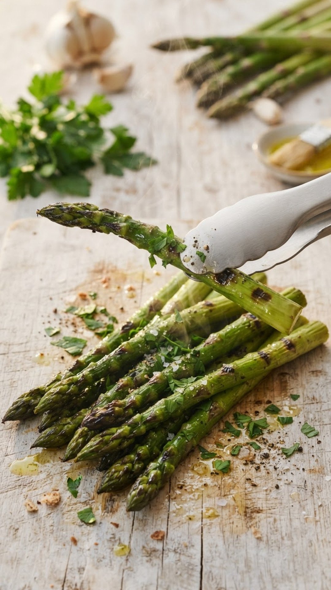 Gebratener Grüner Spargel mit Zitrone und Kräutern Preparation