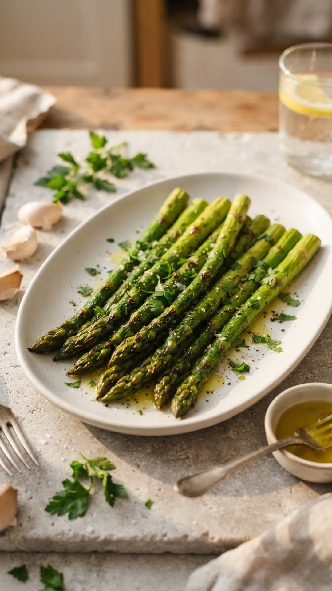 Grüner Spargel aus dem Ofen mit Parmesan und Kräutern Preparation