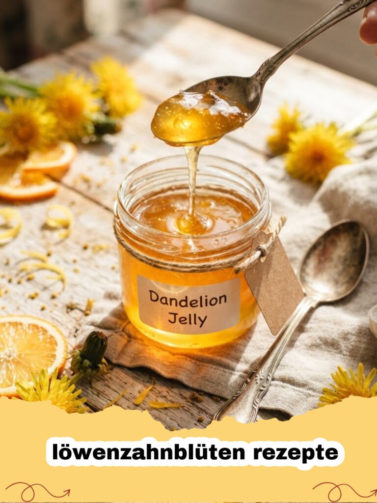 löwenzahnblüten rezepte - Goldbraune Löwenzahnblüten-Puffer mit frischem Wildkräuterquark und Löwenzahnblüten als Dekoration auf einem rustikalen Teller.