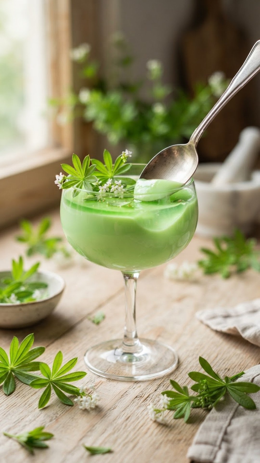 Klassische Waldmeister-Erdbeer-Bowle Preparation