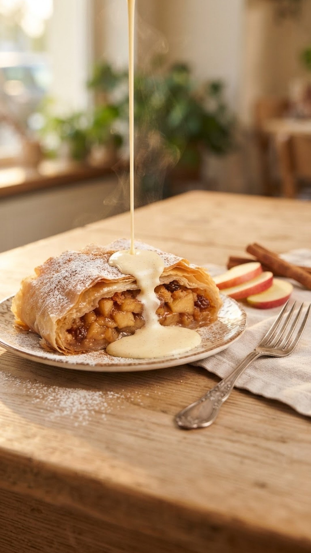Klassischer Wiener Apfelstrudel mit Vanillesauce (alkoholfrei) Preparation