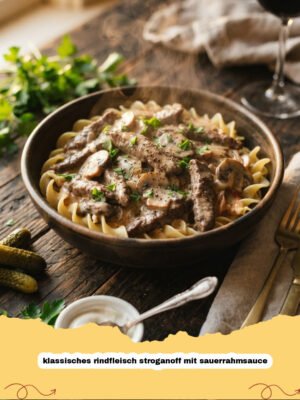 Mein unwiderstehliches klassisches Rindfleisch Stroganoff mit cremiger Sauerrahmsauce – ein Fest für die Sinne!