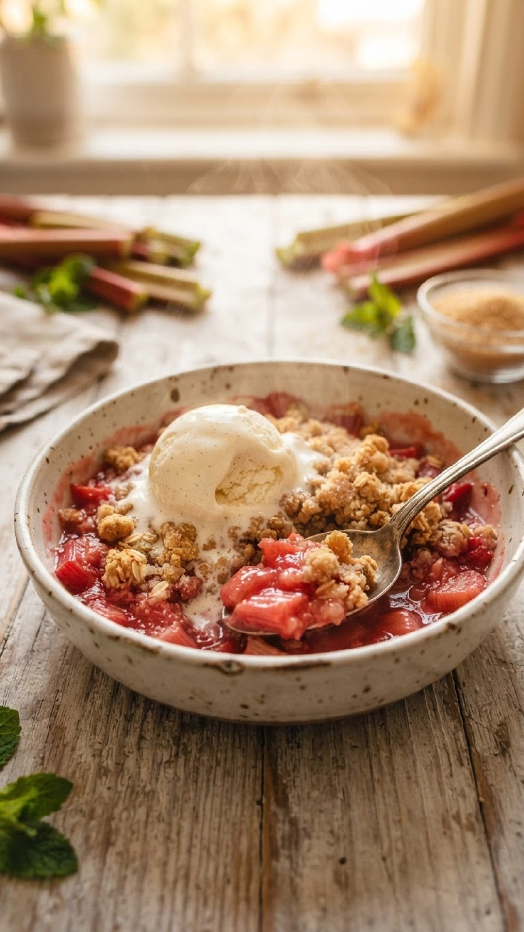 Rhabarberkuchen mit knusprigen Streuseln Preparation