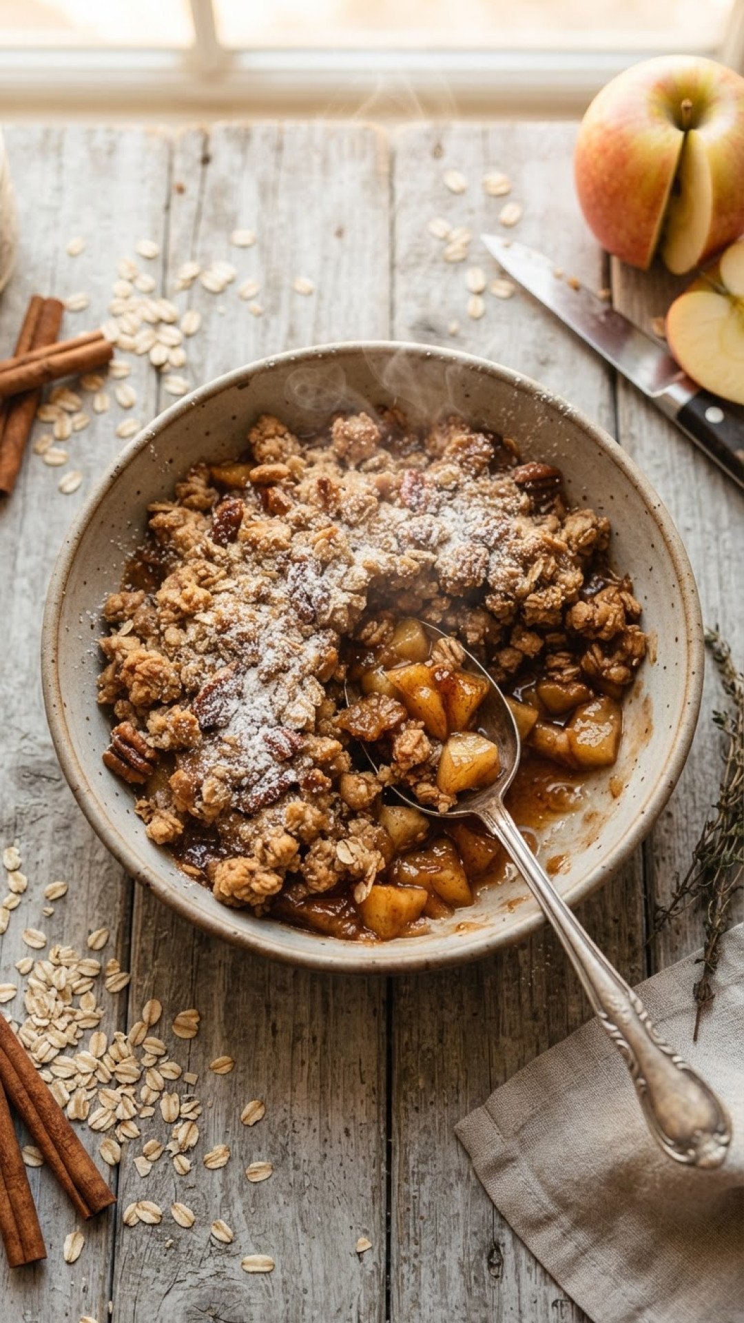 Schneller Apfel-Zimt-Crumble mit Haferflocken Preparation