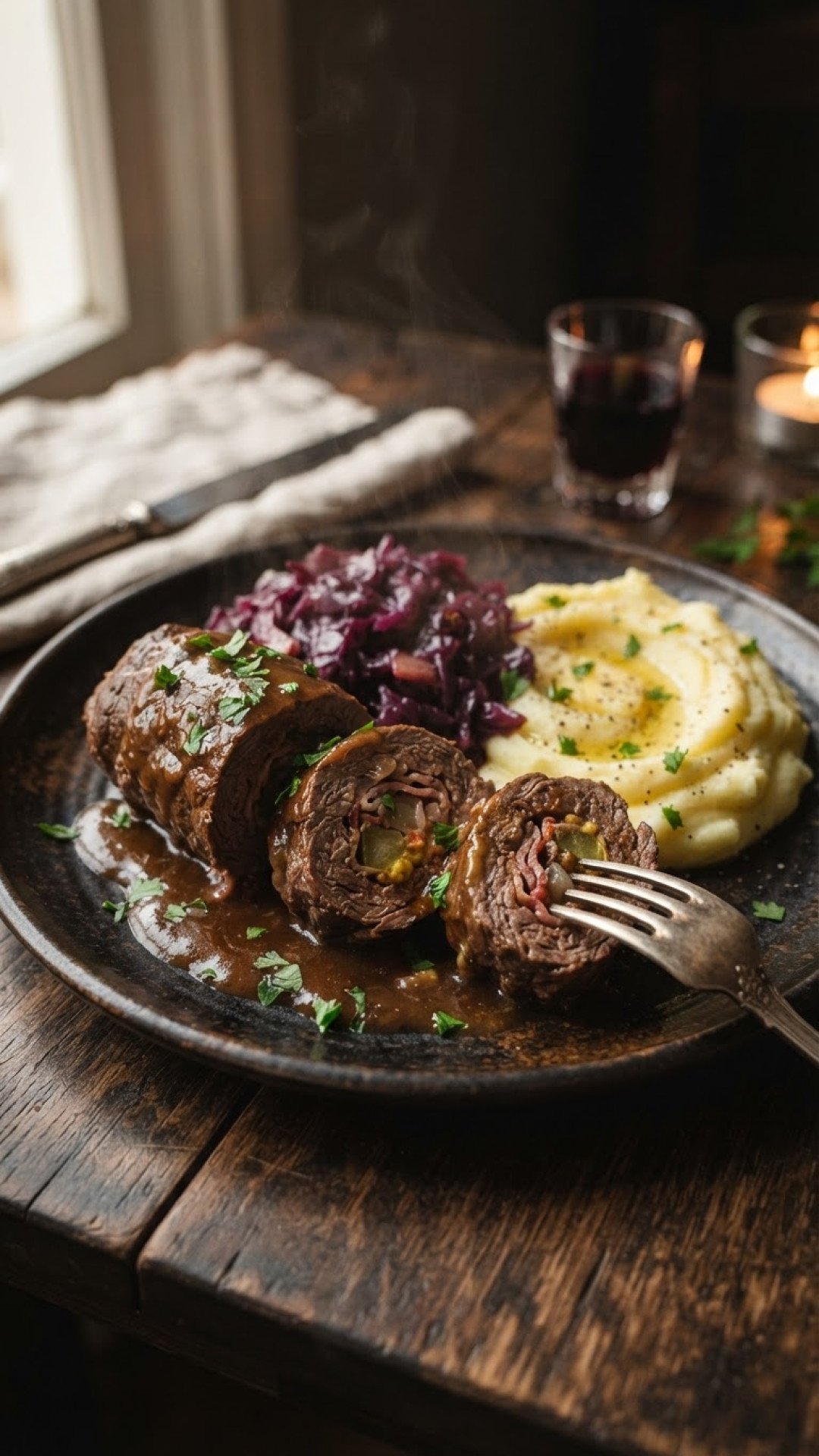 Traditionelle Rinderrouladen mit Blaukraut (Alkoholfrei) Preparation