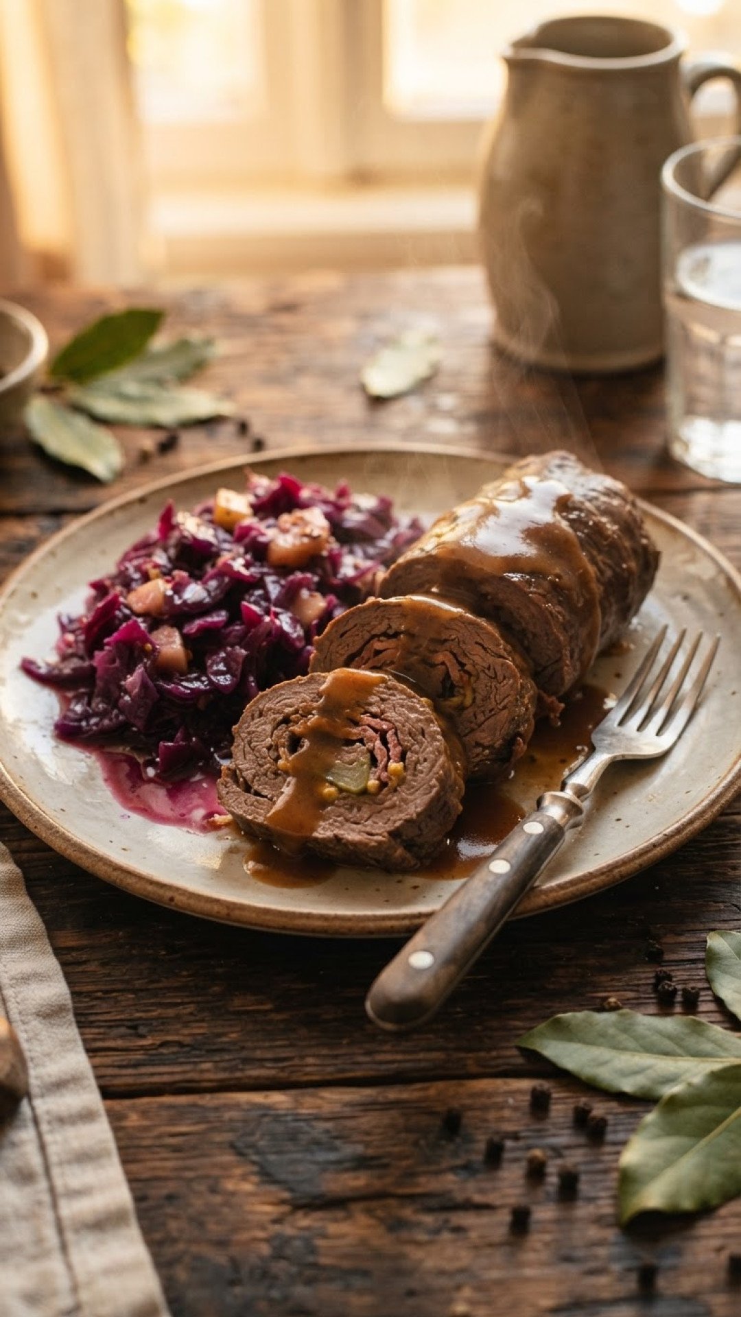 Traditionelle Rinderrouladen mit Blaukraut Preparation