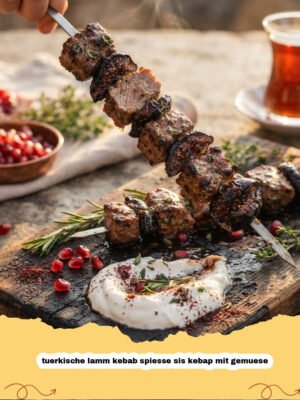Der unwiderstehliche Geschmack des Orients: Türkische Lamm Kebab Spieße (Şiş Kebap) mit Gemüse