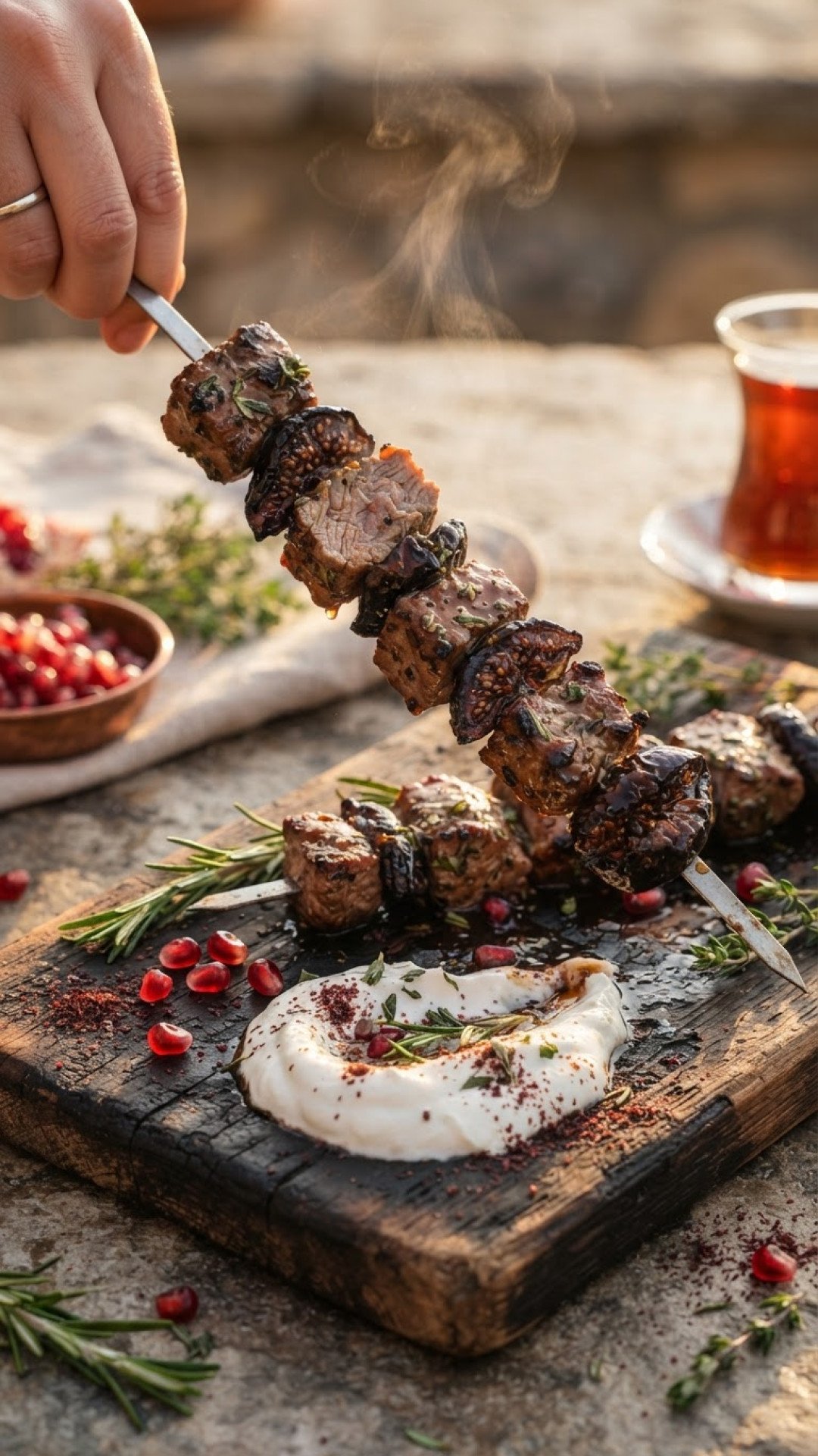 Türkische Lamm Kebab Spieße (Şiş Kebap) mit Gemüse Preparation