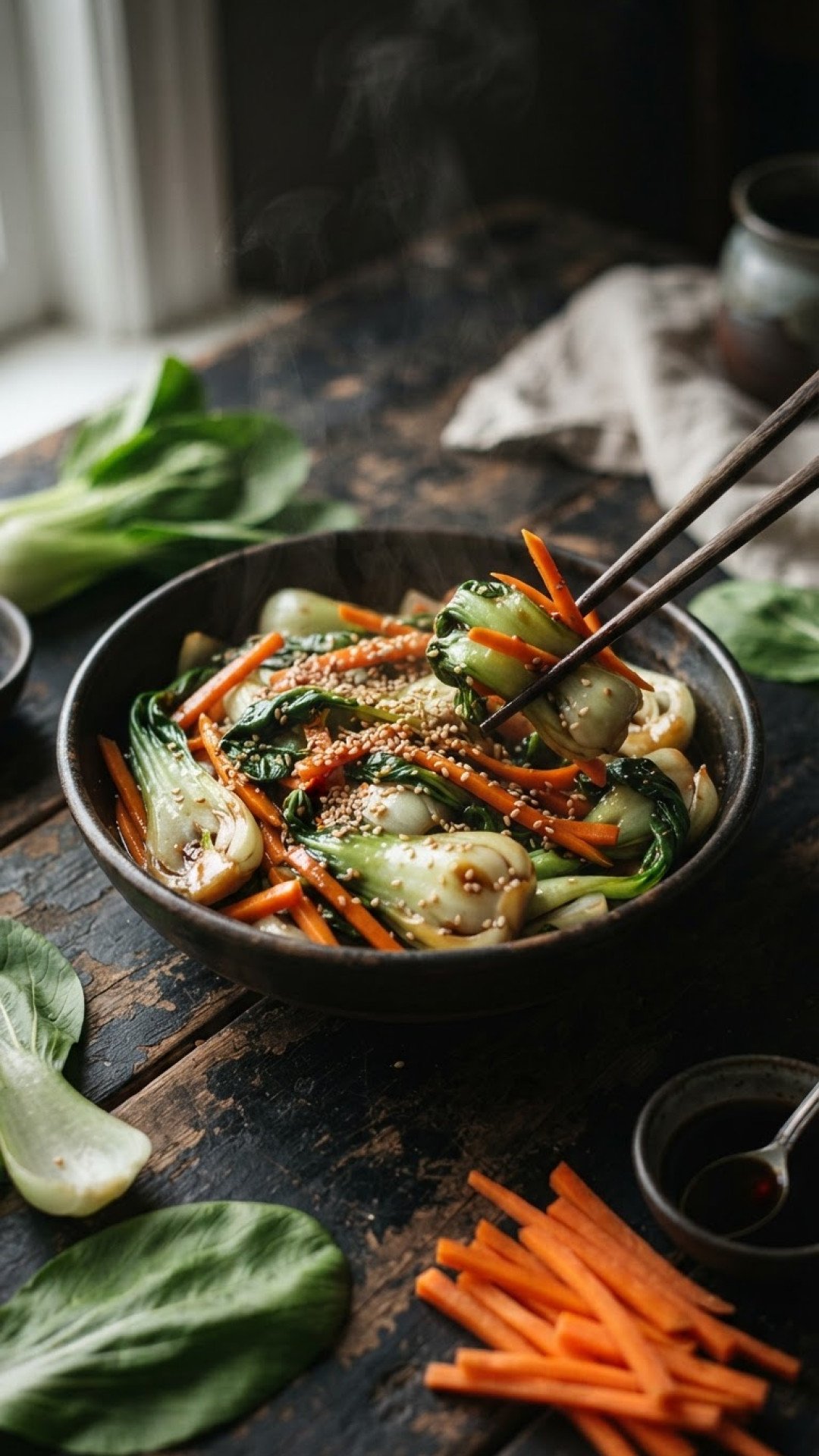 Würzig-scharfe Pak Choi Pfanne mit Tofu und Ingwer Preparation