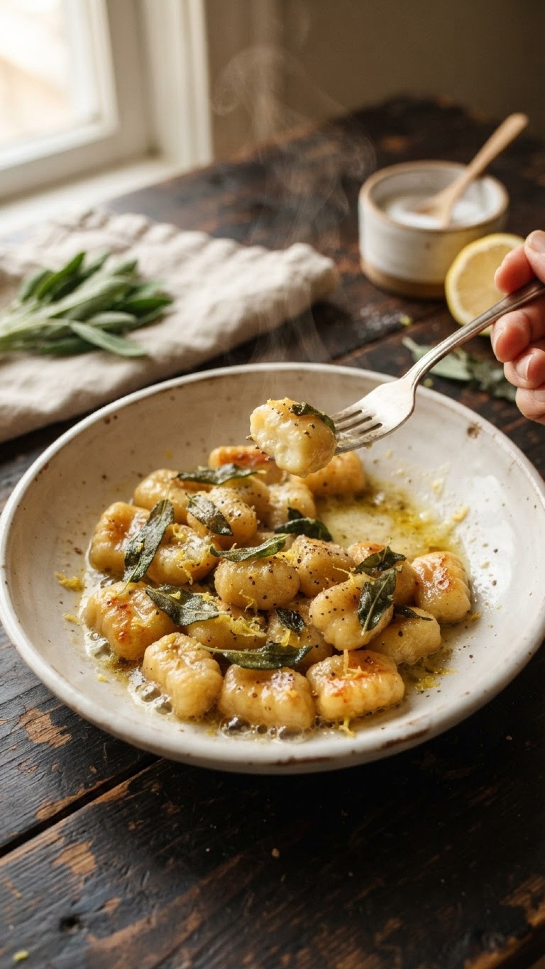 Zitronen Ricotta Gnocchi mit Salbeibutter Preparation